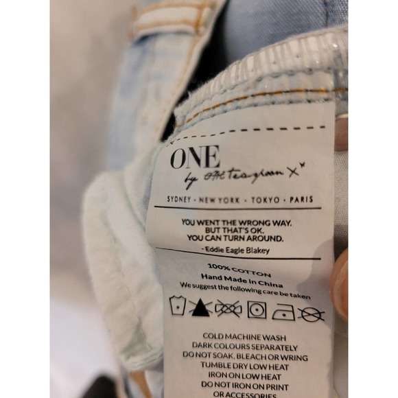 One Teaspoon Super Baggies Low Waist Tapered Light Wash Distressed Size 25 - Picture 5 of 5